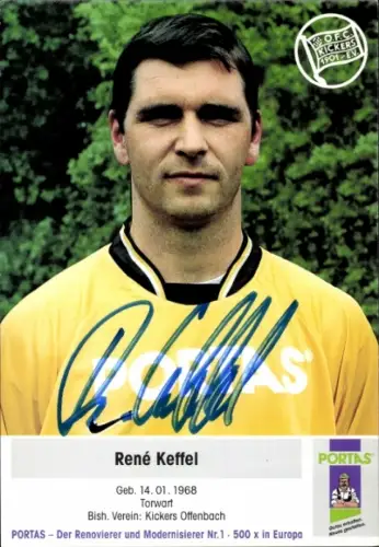 Autogrammkarte Fußballer René Keffel, Kickers Offenbach, Autogramm