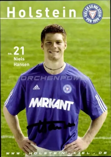 Autogrammkarte Fußballer Niels Hansen, Holstein Kiel, Autogramm