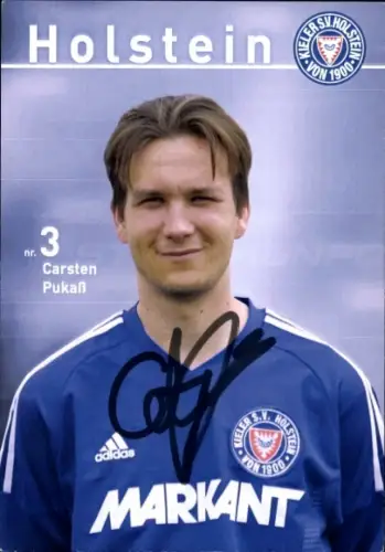 Autogrammkarte Fußballer Carsten Pukaß, Holstein Kiel, Autogramm