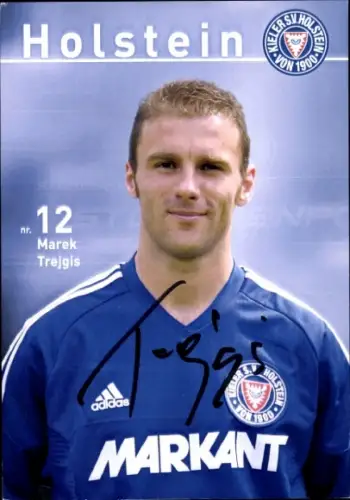 Autogrammkarte Fußballer Marek Trejgis, Holstein Kiel, Autogramm