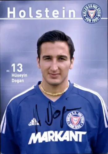 Autogrammkarte Fußballer Hüseyin Dogan, Holstein Kiel, Autogramm