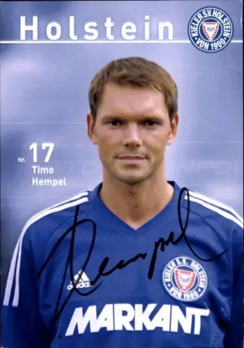 Autogrammkarte Fußballer Timo Hempel, Holstein Kiel, Autogramm