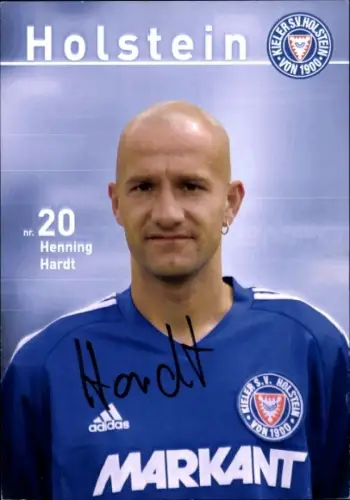 Autogrammkarte Fußballer Henning Hardt, Holstein Kiel, Autogramm
