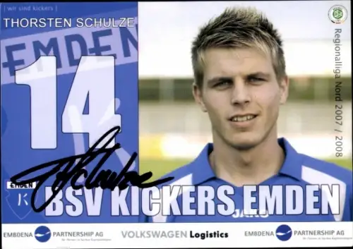 Autogrammkarte Fußballer Thorsten Schulze, BSV Kickers Emden, Autogramm