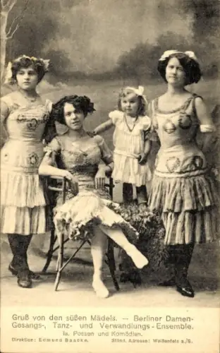 Ak Gruß von den süßen Mädels. Berliner Damen-Gesangs-, Tanz- und Verwandlungs-Ensemble