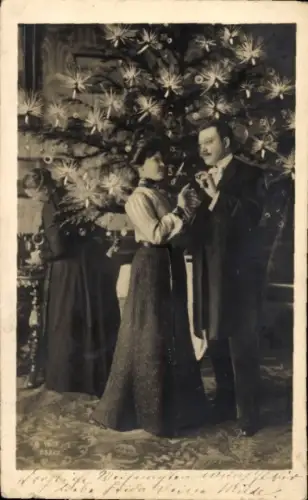Ak Frohe Weihnachten, Tannenbaum, Heiratsantrag