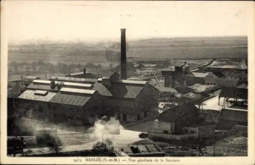 Ak Nangis Seine et Marne, Vue generale de la Sucrerie, Schornstein