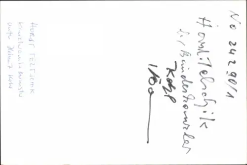 Foto Politiker Horst Teltschik, Portrait, Autogramm