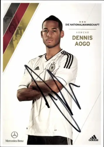 Autogrammkarte Fußballer Dennis Aogo, Deutsche Nationalmannschaft, Autogramm