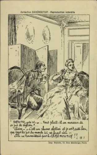 Künstler Ak Collection Carenoutur, Dame mit Kavalier, Reklame