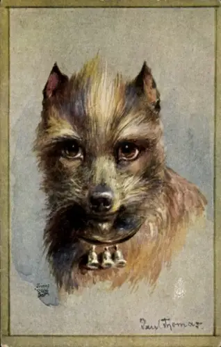 Künstler Ak Thomas, P., Hund-Porträt, Glocken