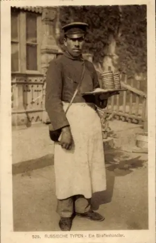 Ak Types Russes, un marchand de blinis, russischer Bäcker in Tracht