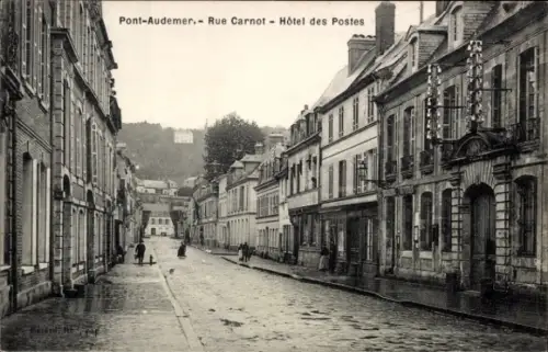 Ak Pont Audemer Eure, Rue Carnot, Posthotel