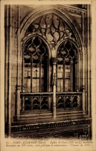 CPA Pont Audemer Eure, Eglise St-Ouen, Vitraux du XVI s.