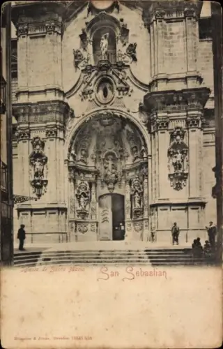 Ak Donostia San Sebastian Baskenland, Iglesia de Santa Maria,   Architektur, keine Persönlichkeit