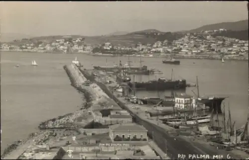 Ak Palma de Mallorca Balearische Inseln, Hafenansicht, Schiffe, Küstenlinie, PIP DE PALMA MER