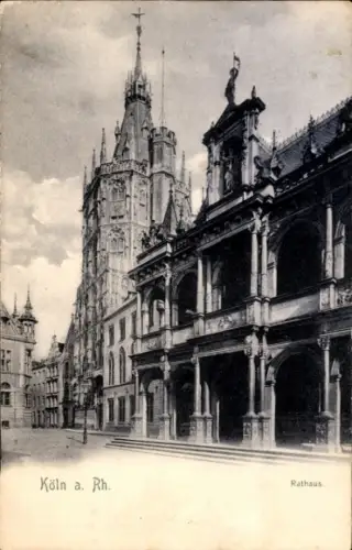 Ak Köln am Rhein, Kölner Rathaus,  Architektur, schwarz-weiß Fotografie
