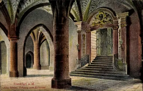 Ak Frankfurt am Main, Alter Römer, Aufgang zum Kaisersaal