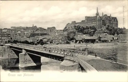 Ak Meißen an der Elbe, Albrechtsburg, Brücke