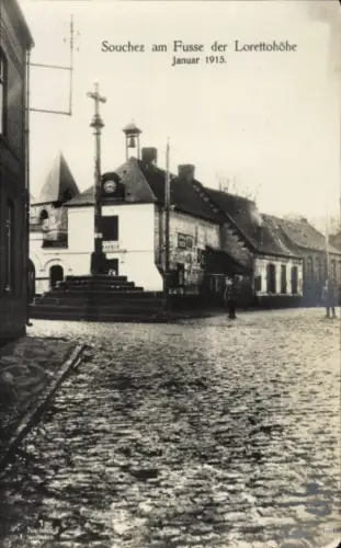 Ak Souchez Pas de Calais, Straßenpartie im Ort, I WK