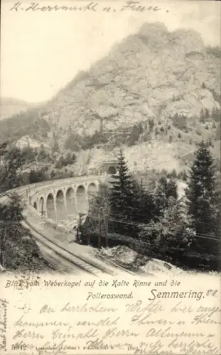 Ak Semmering in Niederösterreich, Blick vom Weberkogel, Kalte Rinne, Polleroswand