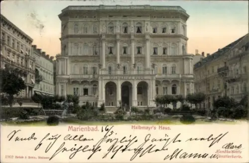Ak Mariánské Lázně Marienbad Region Karlsbad, Halbmayr's Haus