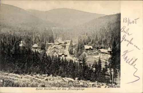 Ak Karlova Studánka Bad Karlsbrunn Mährisch Schlesien, Gesamtansicht, Altvatergebirge