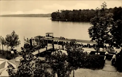 Ak Wildau am Werbellinsee Schorfheide Brandenburg, Café Wildau, Schiffsanlegestelle
