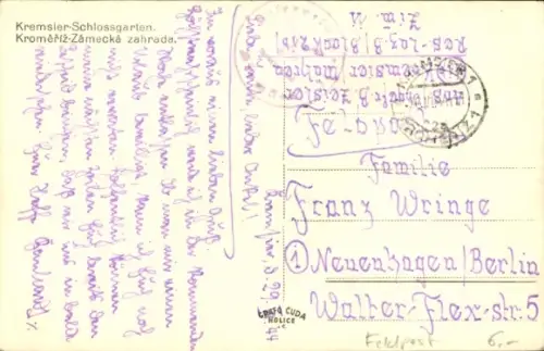 Ak Kroměříž Kremsier Region Zlin, Schlossgarten
