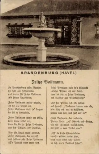 Ak Brandenburg an der Havel, Brunnen, Gedicht Fritze Bollmann