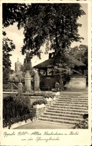 Ak Opole Oppeln Schlesien, Alte Piastenturm, Pfennigbrücke