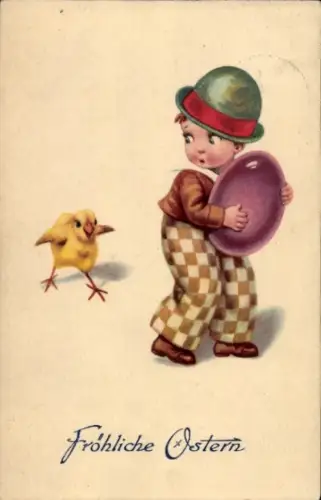 Ak Glückwunsch Ostern, Kind, Osterei, Küken