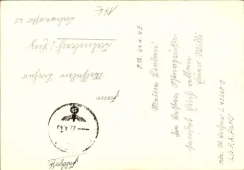 Künstler Ak Glückwunsch Ostern, Osterhasen-Familie, Abschied