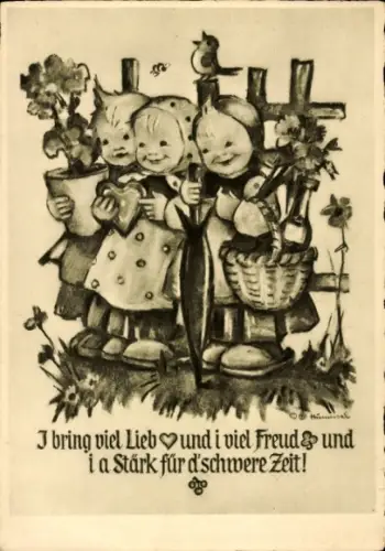 Künstler Ak Hummel, Berta, I bring viel Lieb und i viel Freud, Kinder, Nr. 5835