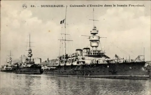 CPA Dunkerque, Marine Militaire Francaise, Cuirassés d'Escadre dans le bassin Freycinet