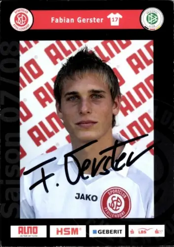Autogrammkarte Fußballer Fabian Gerster, SC Pfullendorf, Autogramm