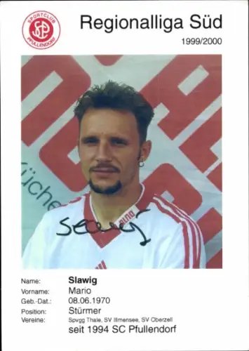Autogrammkarte Fußballer Mario Slawig, SC Pfullendorf, Autogramm