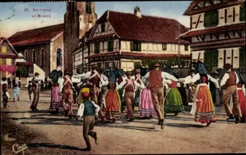 Ak Elsass Bas Rhin, Kermesse, Volkstrachten