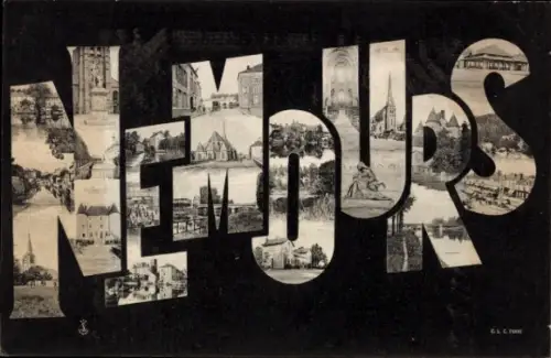 Ak Nemours Seine-et-Marne, Stadtansichten, Schriftzug 'NEMOURS',  Gebäude