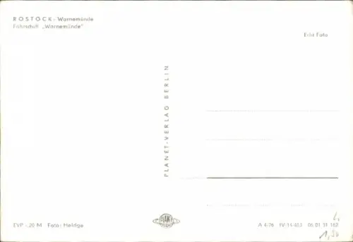 Ak Rostock Warnemünde, Fährschiff Warnemünde