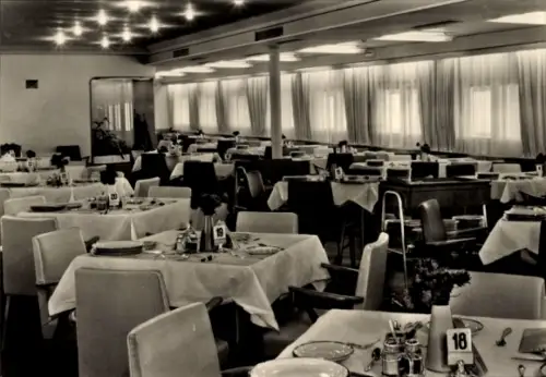 Ak FDGB Urlauberschiff GTMS Fritz Heckert, Speisesaal