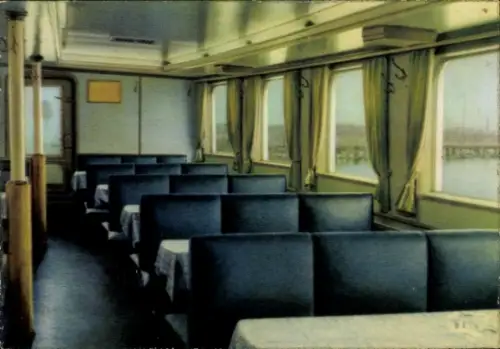 Ak Weiße Flotte Stralsund, MS Seebad Ahlbeck, MS Seebad Binz, Großer Fahrgastraum