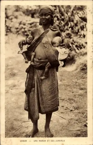 Ak Gabun, Mutter mit Zwillingen