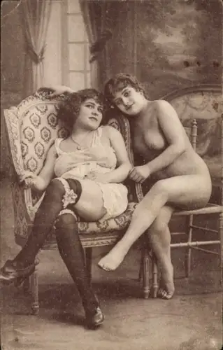 Ak Zwei Frauen, Erotik, Portrait