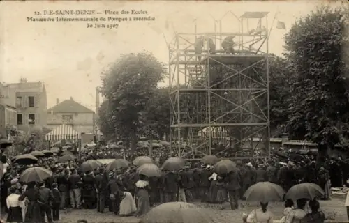CPA Île Saint Denis Seine Saint Denis, Intercommunale de Pompes à incendie, 30 Juin 1907