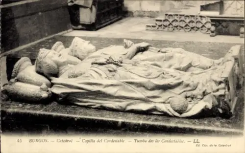 Ak Burgos Kastilien und León, Skulptur, Grabmal,  Kathedrale, Condestables