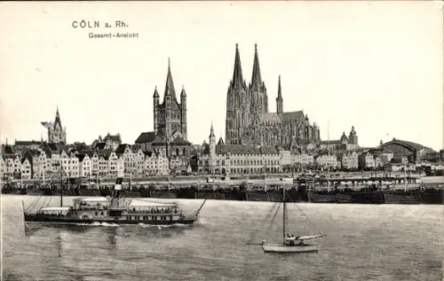 Ak Köln am Rhein, Kölner Dom, Schiffe, Rhein, Stadtansicht