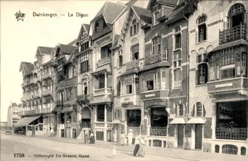 Ak Duinbergen Knokke Heist Westflandern,  La Digue, Gebäude mit Balkonen, Héliotypie De Graeve, G