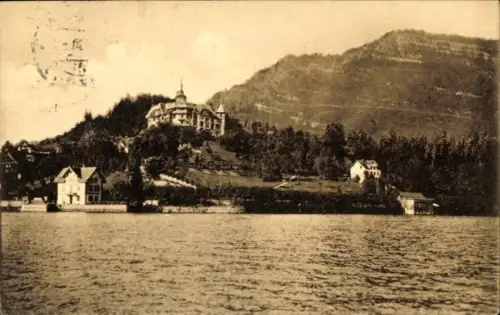 Ak Weggis Kanton Luzern, Hôtel u. Pension Villa Alpenblick, Rigi-Kanzeli, Berglandschaft, See