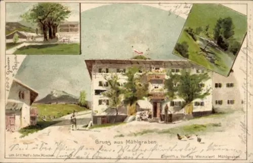 Litho Mühlgraben Burgenland, Gesamtansicht, Wohnhaus